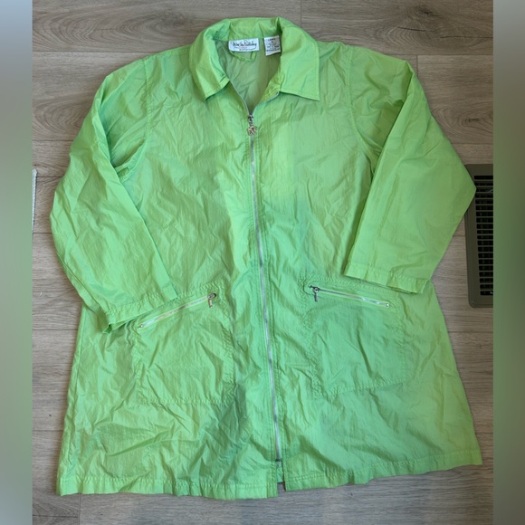 Vintage Diane Von Furstenberg DVF Green Windbreaker Rain Coat Jacket Plus 1X - Picture 3 of 10